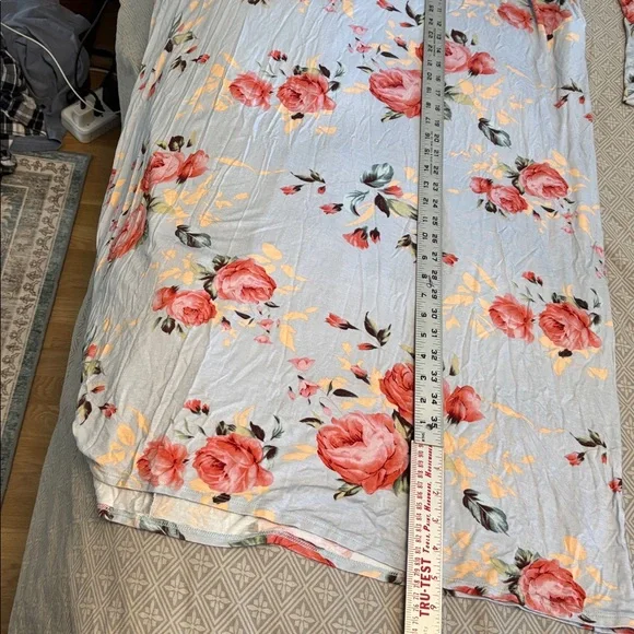 Size XL/1x PinkBlush maternity maxi dress mixed navy stripe and floral pink/blue - Picture 11 of 12